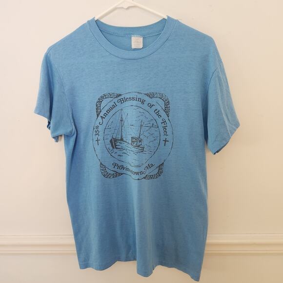 VTG 80s Annual Blessing Of The Fleet Tshirt Sz Large Providencetown MA Single - Picture 1 of 15